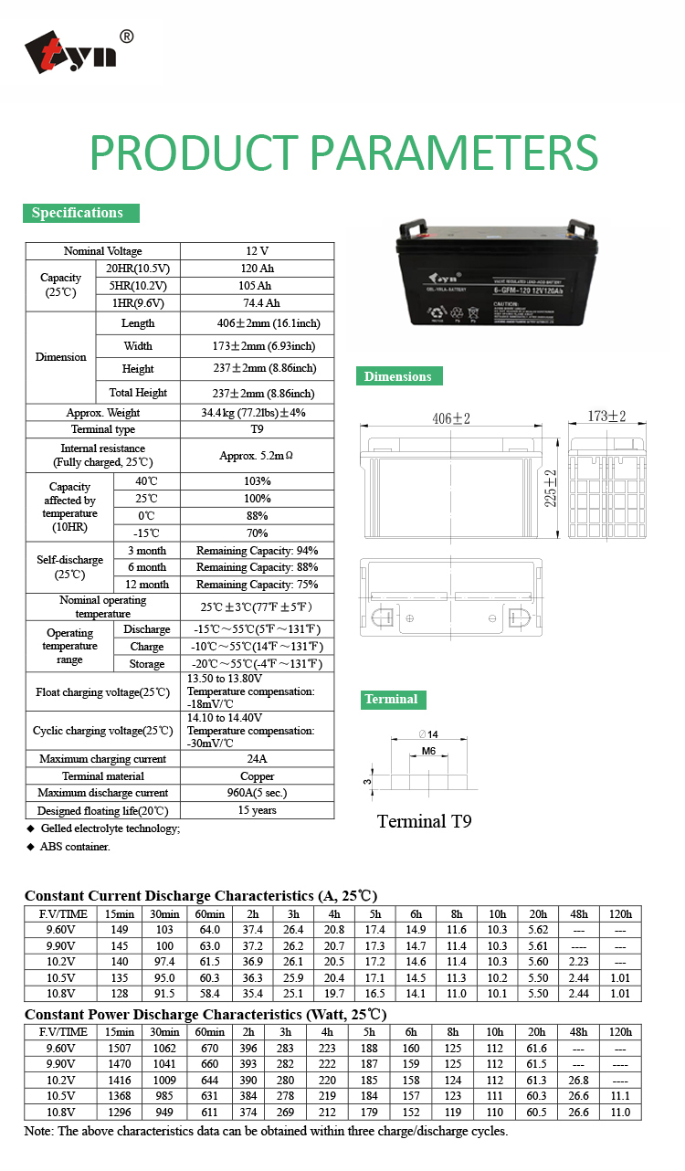 12V120AH lead-acid battery