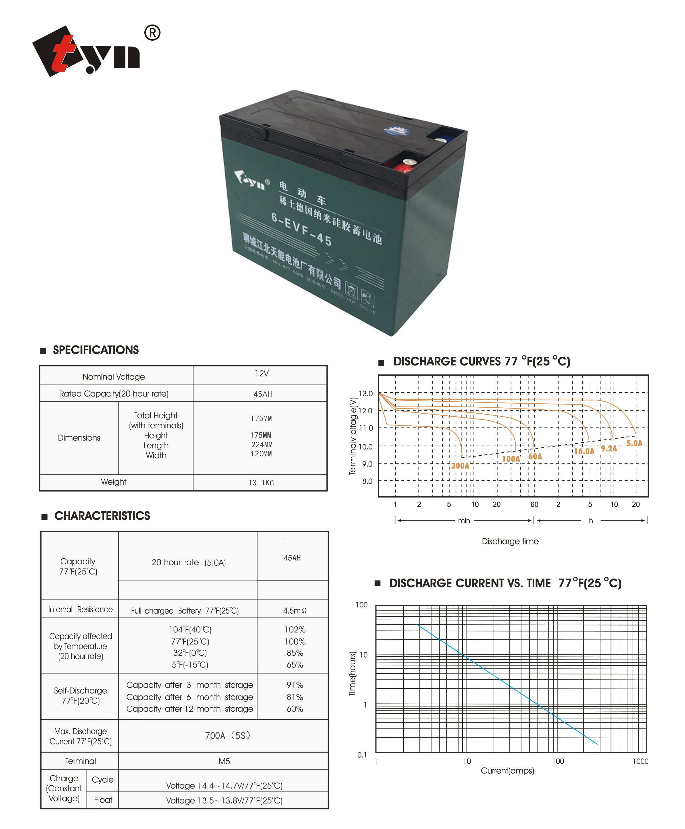 12V45AH lead-acid battery