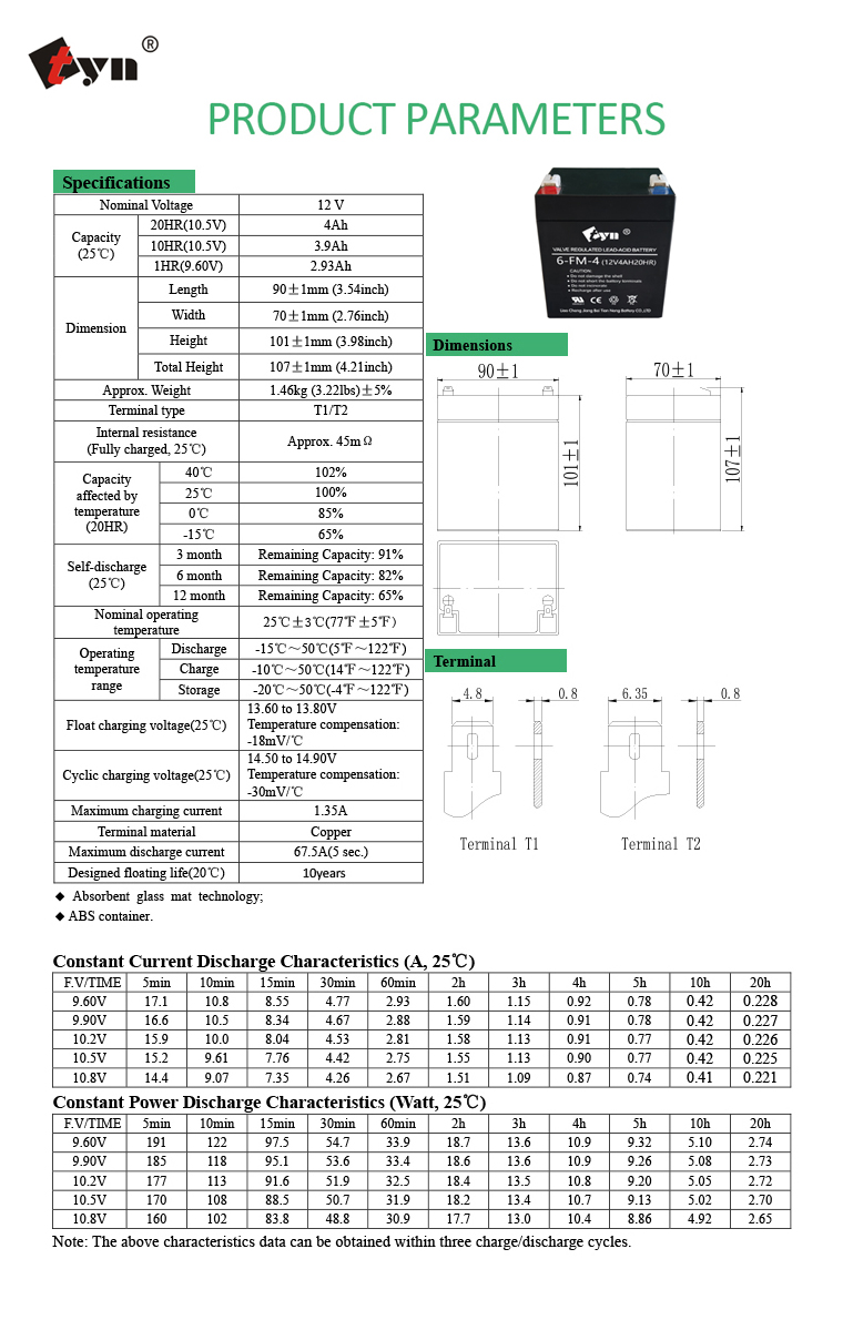 12V4AH lead-acid battery